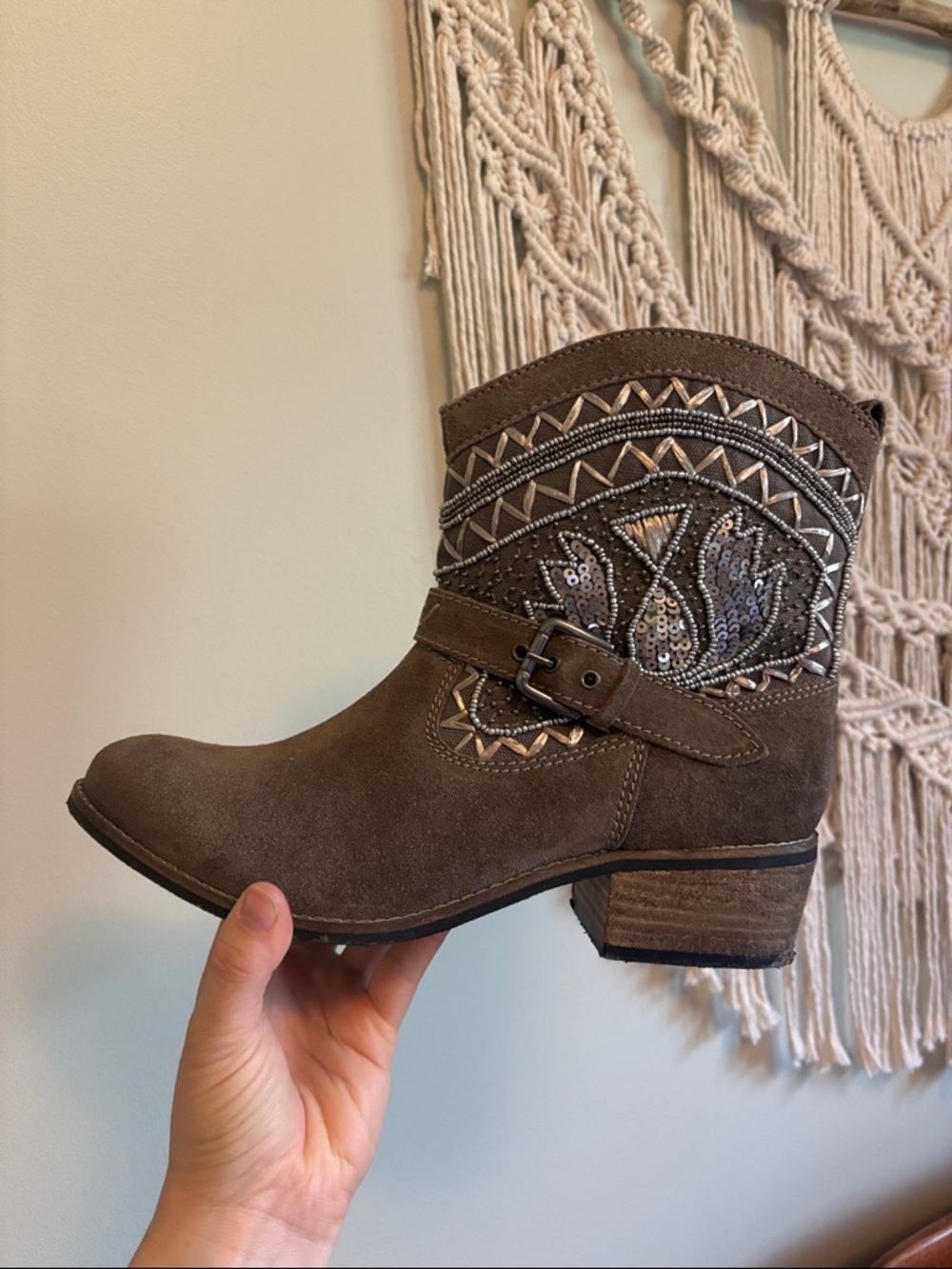naughty monkey Brown Embellished Suede Ankle Bootie